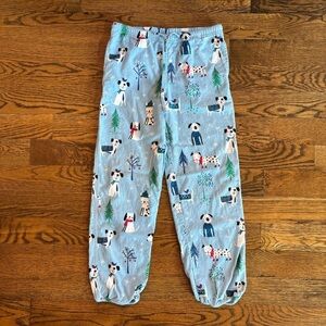 The Company Store Light Blue Pajama Bottoms with Dog and Tree Print